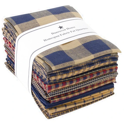 Dunroven House Homespun 12-Piece Fat Quarters, 18 by 21-Inch, Navy