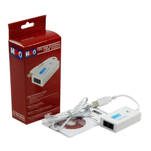HiRO V92 56K External USB Data Fax Dial Up Internet Modem Dual Port Built in Buzzer Truly Plug n Play Driverless Installation Built in Driver Windows 10, 8.1, 8, 7, 32-bit 64-bit (H50228)