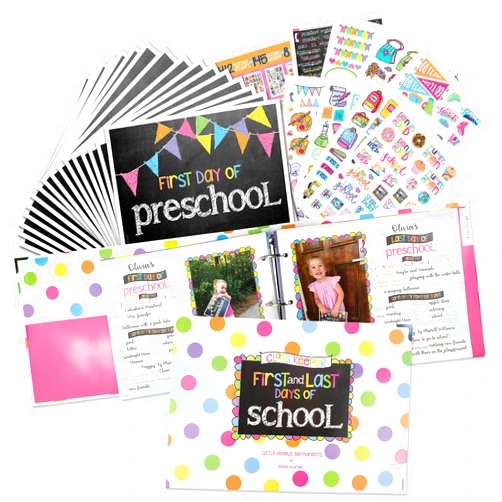 Denise Albright Class Keeper School Keepsake Kit, Pastel Dots Class Keeper, Pastel Flags School Photo Prop Deck, Girl Power Sticker Set