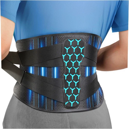 Rakiie Back Brace for Lower Back Pain Women Men, Ergonomic Back Support Brace with Lumbar Pad, Adjustable Straps and Soft Breathable Mesh Fabric, Lumbar Back Support Belt Relief from Sciatica, Herniated Disc, Size M (Waist: 33.5