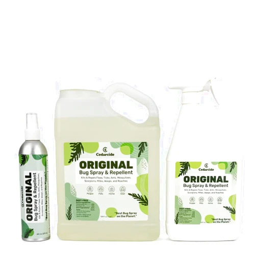 Cedarcide Original Bug Spray | Repel & Kill Fleas, Ticks, Mosquitoes, Mites, Ants & Chiggers | for use on People, Pets & Home | Natural Cedar Oil | Large Size Kit