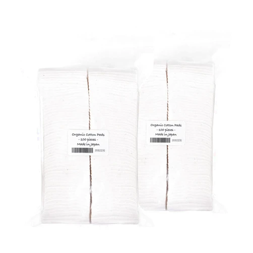 AMOZA Japanese Organic Cotton Pads 100 Pieces 100% Organic Unbleached [Made in Japan] (2 Packs)