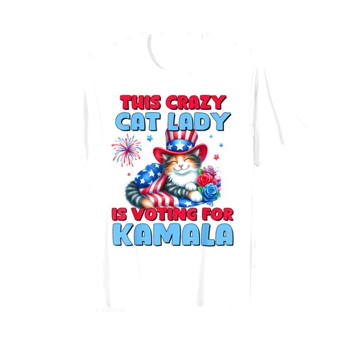 Leftique This Crazy Cat Lady Is Voting For Kamala Harris 2024 T-Shirt