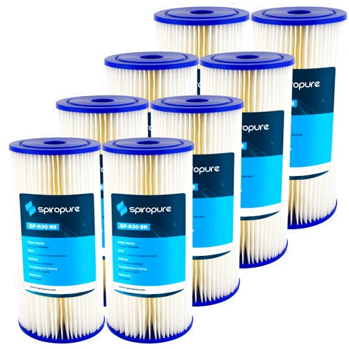 SpiroPure SP-R30-BB 10x4.5 30 Micron Pleated Polyester Sediment Water Filter Cartridge SPC-45-1030 R30-BB 155101-43 (Case of 8)