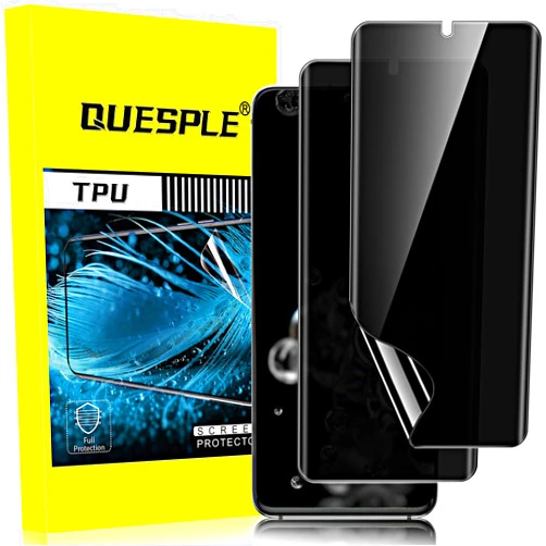 QUESPLE 2 Pack TPU Privacy Screen Protector for Samsung Galaxy S20 Ultra 6.9 inch[Not Glass], True 28° Anti-Spy, Fingerprint Unlock Support, High Sensitivity, Case Friendly