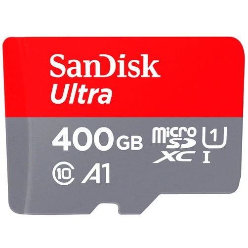 SanDisk 400GB Ultra microSDXC UHS-I Memory Card with Adapter - 120MB/s, C10, U1, Full HD, A1, Micro SD Card - SDSQUA4-400G-GN6MA