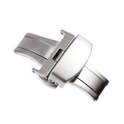 RECHERE Brushed Matte Push Button Butterfly Deployment Clasp for Leather Watch Band Strap