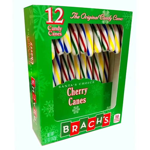 Brach's Ferrara (1) Box Brach's Cherry Flavored Candy Canes - 12pc Individually Wrapped Holiday Candy per Box - Net Wt. 5.7 oz