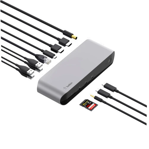 Belkin Thunderbolt 3 Dock Pro w/ Thunderbolt 3 Cable - USB-C Hub - USB-C Docking Station for MacOS & Windows, Dual 4K @60Hz, 40Gbps Transfer Speed, 85W Upstream Charging, w/ Ethernet, SD & Audio Ports