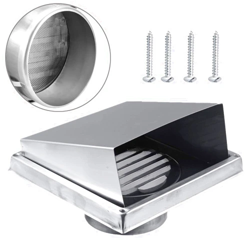 MYOYAY 304 Stainless Steel 6 inch Wall Vent Cap Square External Extractor Exhaust Fan Vent w/45 Degree Louvres for Bathroom Office Kitchen Factory