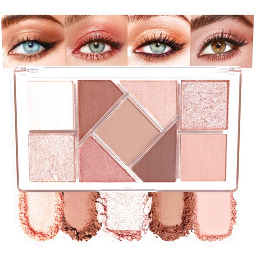 AMY'S DIARY Matte taupe Shimmer Eye Shadow Palette Makeup,Eyeshadow Long Lasting Waterproof Cruelty-Free, 9 Blendable Shades in Smooth Matte and Shimmer Finishes with Gorgeous Pearls for woman