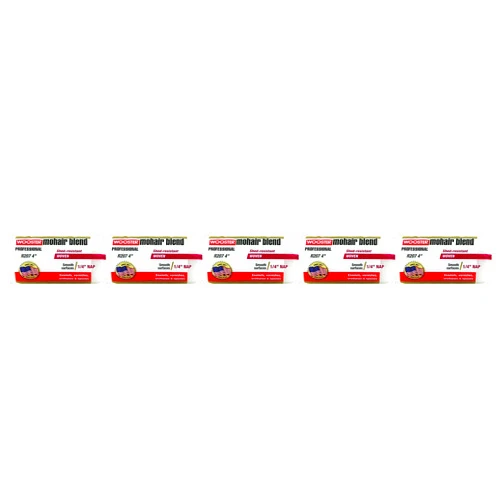 Wooster Brush R207-4 Mohair Blend Roller Cover 1/4-Inch Nap, 4-Inch 5 Pack