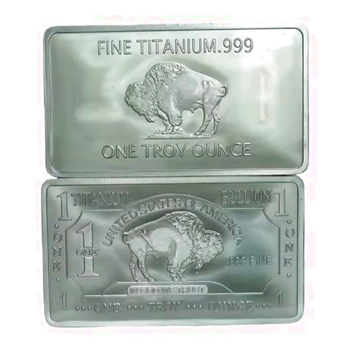 EXcraft Titanium 1 oz 999 Fine Pure Titanium Buffalo Bar – Collectible Bullion, Durable, Home & Office Display