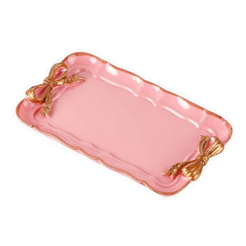 IBWell Resin Aesthetic Room Décor Pink Jewelry Tray Cute Home Decor Aesthetic Trays for Decor Girly Room Décor