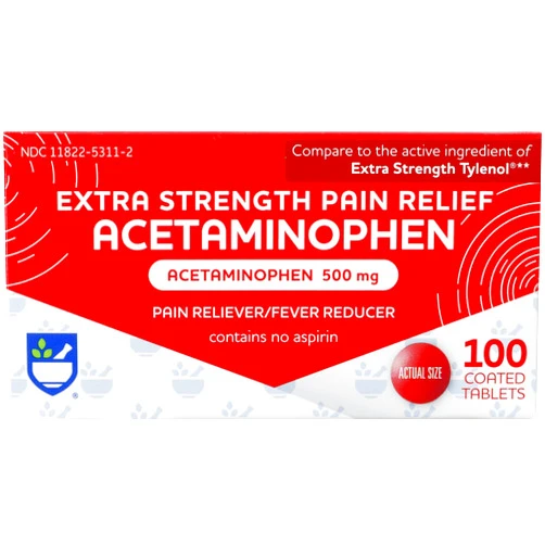 Rite Aid Extra Strength Acetaminophen Easy Tabs Tablets, 500 mg - 100 Count | Pain Reliever & Fever Reducer | Migraine Relief Products | Joint Pain Relief | Muscle Pain Relief | Menstrual Pain Relief