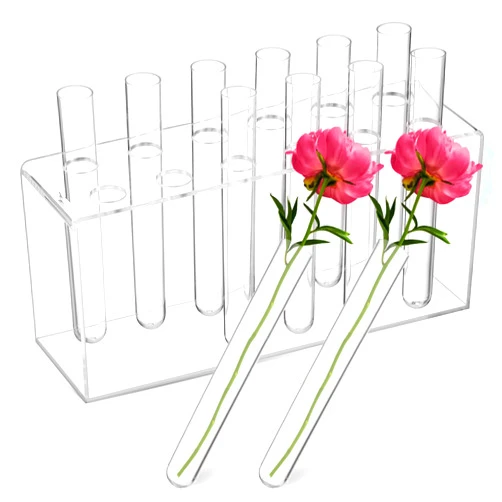Happyyami Floral Tubes with Rack Holder:12Pcs Large Floral Tubes Holder Vials for Flower Arrangements for Caterpillars Fresh Milkweed Cuttings, Host Plants, Stem and Flowers