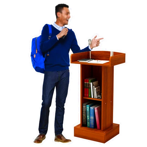 BIBOYA Podium Brown Lectern Stand Portable Heavy Duty, Large Storage Area Stable Pulpit Podium Stand, Presentation Lecture Stand for Churches Reception
