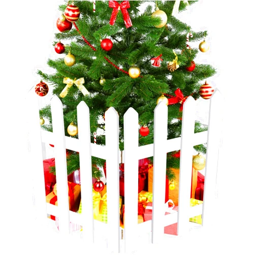 RUODON 4 Pack Thick Christmas Tree Fences White Wooden Picket Fences Tree Fence Border Decoration for Xmas Wedding Party Decor Garden Home, 15.7 x 12 Inches