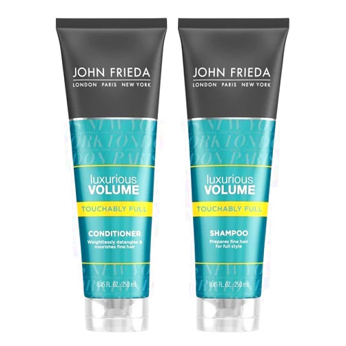 John Frieda Luxurious Volume Touchably Full Lightweight Shampoo and Conditioner Set for Natural Fullness, 8.45 Ounces, Volumizing Shampoo and Conditioner for Fine or Flat Hair