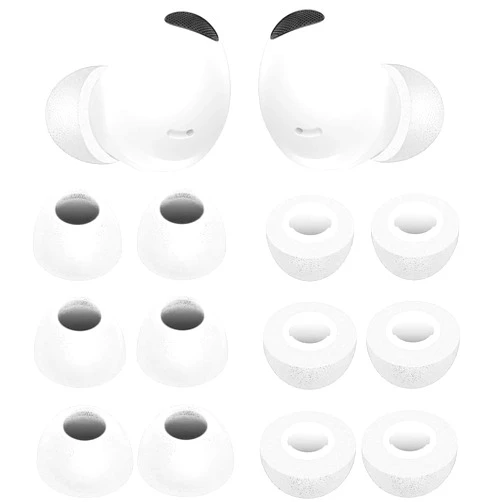 JNSA Replacement Memory Foam Ear Tips Noise Canceling Foam Eartips Ear Plug Ear Tip Gels Compatible with SAMSUNG Galaxy Buds 2 Pro, [Fit in Case],6 Pairs,White (Foam 214W6P)