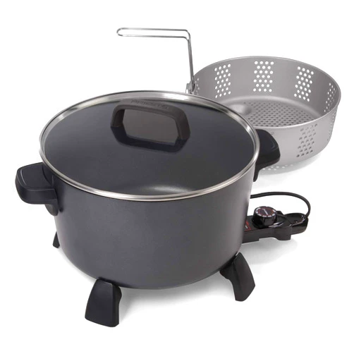 National Presto 10-Quart Kitchen Kettle XL Multi-Cooker, Steamer, Black Deep-Fryer