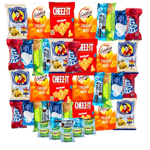 SNACK MALL Snack Box Variety Care Pack - College Student Care Package, Crackers, Granola Bars and Candy Gift Box (30 Count)