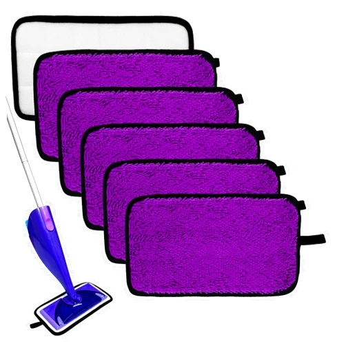 DLAIMI Reusable Mop Pads Compatible with Swiffer Wet Jet Mops, 6 Pack Wet Jet Pads Refills Microfiber Wet Dry Use Replacement Pads for Swiffer WetJet Floor Cleaning