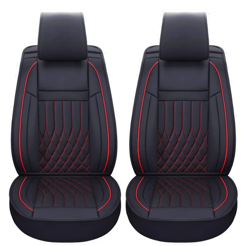 Aierxuan Front Car Seat Covers Universal Fit for Honda Civic Accord Crv, Toyota Camry Prius Rav4 Corolla, Kia, Lexus, Nissan, Mazda, Jeep Cherokee and Most Cars, with Waterproof Leather(Black and Red)