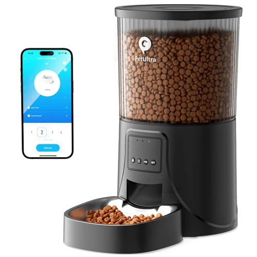 PETULTRA Automatic Cat Feeders WiFi, APP Control Cat Food Dispenser 4L, Timed Auto Pet Feeder Programmable, 10 Meals Per Day, Stainless Steel Bowl, Desiccant Bag