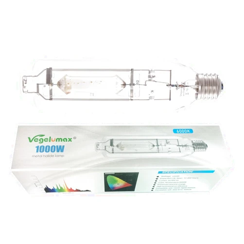Vegelumax MH 1000W Metal Halide Single Ended HID Grow Light Bulb Lamp High PAR Enhanced Blue and Violet Spectrums for Hydroponic Horticulture Vegetative Growth,CCT 6000K,92,000Lumens,E39 Base