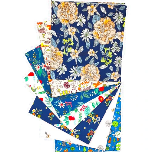 QiMicody Fat Quarters Fabric Bundles, 7 Pcs 100% Cotton 19.69” x 19.69” (50x50cm) Precut Quilting Fabric Squares Sheets for DIY Patchwork Sewing Quilting Crafting, No Repeat Design (Gold Flower)