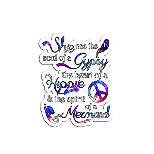 JOHN AND MIKE DESIGNS She Has The Soul of A Gypsy Heart Hippie - Sticker Graphic - Auto, Wall, Laptop, Cell, Truck Sticker for Windows, Cars, Trucks