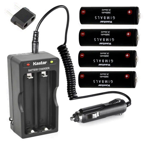 Kastar 4-Pack Battery + Travel Charger Kit Replacement for EVO GP Gimbal, EVO GP-PRO Gimbal, EVO RAGE3 Gimbal, EVO RAGE (Gen 1) Gimbal, Moza Air 2 Gimbal Stabilizer, Other Household Devices