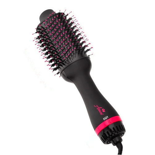 Asani Hair Dryer Brush - 4-in-1 Blow Dryer with Comb, Curling & Hot Hair Straightener Brush - Round Blowout Straightening Brush with Anti-frizz Ceramic Titanium Barrel for All Hair Types (120V)