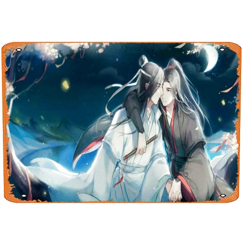 CULtp Wei Wuxian, Wei Ying, Lan Zhan, Lan Wangji Retro Metal Sign for Garden Club Outdoor Indoor Home Wall Decorative 8x12 inch