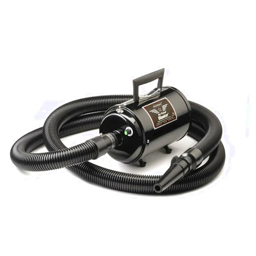 MetroVac 114-115038 Model B-3V Air Force Blaster Pet Dyer, Black; Variable Speed; 120VAC; 9.5A; 10 Ft. Commercial Hose; 1170W; 4 Peak Twin Fan Horsepower Motor; All Steel Construction