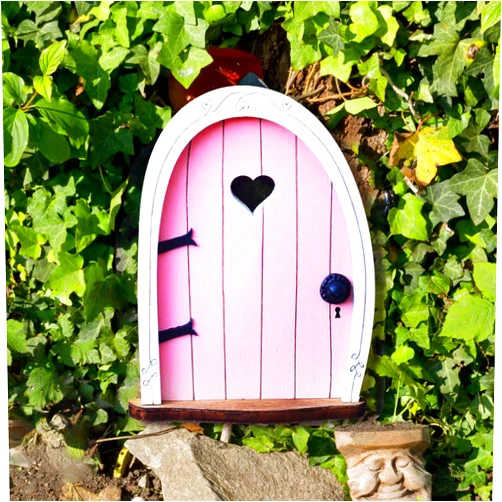 YOULJINTFA Fairy Garden Door Accessories for Trees Miniature Fairy Doors Wall Wooden Door Ornaments Art Sculpture Decoration DIY Fairies Door Indoor/Outdoor Mystical Door for Tree Trunk(Pink)