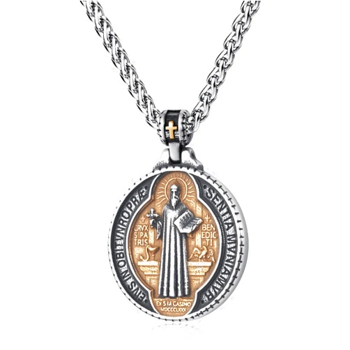 KIRTIJW St Christopher/George/Michael/Jusus/Mary Necklace for Men Stainless Steel Patron Saints Medallion Jewelry