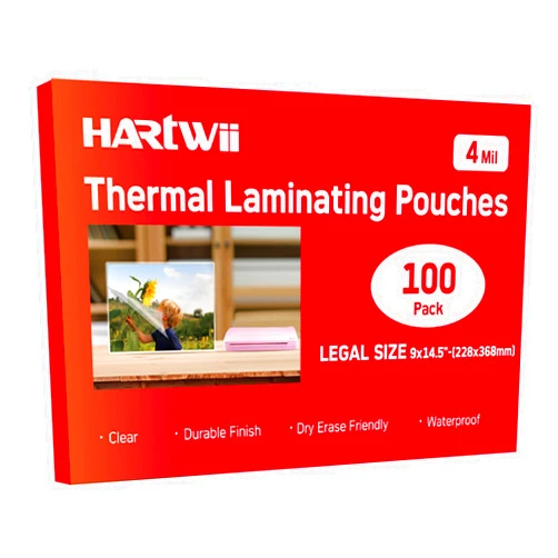 HARTWII 100Pack Legal Size Laminating Sheets 4 Mil Thermal Laminate Pouches for Extra Protection Clear Laminator Sheet, 9x14.5inches