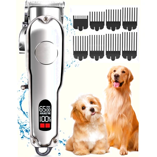 YOTRON Dog Grooming Clippers for Thick Heavy Coats，Low Noise Dog Clippers Rechargeable Waterproof Cordless Pet Shaver with Stainless Steel Blade for Dogs and Animals