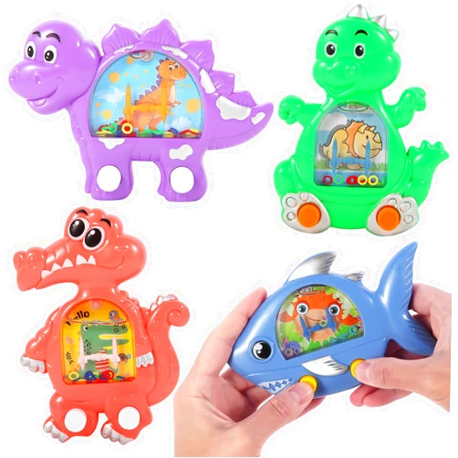 BANERLE 4 Pcs Animals Dinosaur Handheld Water Games, Water Toss Ring Game Aqua Toy Retro Pastime Toys for Kids Adults Portable Travel Game, Dinosaur Toys Valentines Exchange Gifts Party Favors