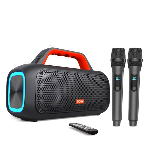 DOSS Portable Bluetooth Speaker, 60W Loud Speaker with Remote Control for Echo, Bass, and Treble Adjustment, Bluetooth 5.3, PA System with Cool LED Lights for Home or Outdoor Party.
