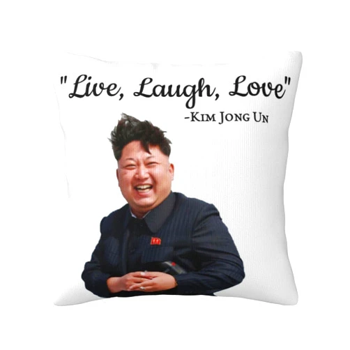 Academyz Kim Jong Un Live Laugh Love Throw Pillow Covers Cozy Square Throw Pillow Case Home Decorative for Bed Couch Sofa Living Room Cushion Cover 18inchX18inch