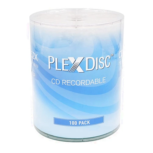 PlexDisc CD-R 700MB 52X Logo Top Blank Discs - 100 Pack | Writable Bulk CDs for Music, Audio, and Data Recording | Ideal for Burning Music & Storage (no Container)