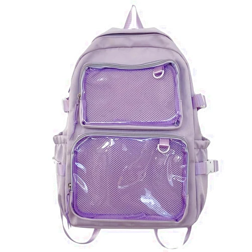 Etnoreun Ita Backpack with 2 ITA Windows Kawaii Anime Display Cute Cosplay Bag (Purple)