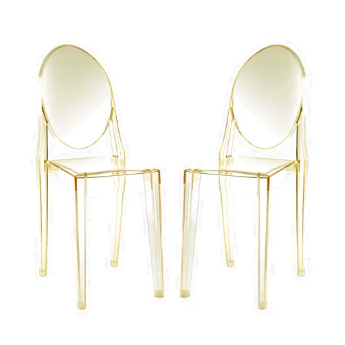 America Luxury - Chairs Modern Contemporary Urban Design Kitchen Room Dining Chairs (Set of Two), Yellow, Plastic