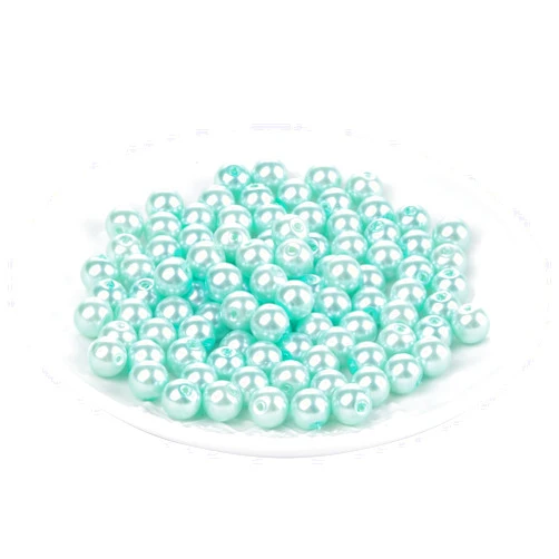 Weebee 200Pcs Glass Pearl Beads Assorted Colors Loose Spacer Round Czech Tiny Satin Luster Handcrafted Beading Assortments for DIY Craft Bracelets Beads for Jewelry Making (Aquamarine Blue, 4mm)
