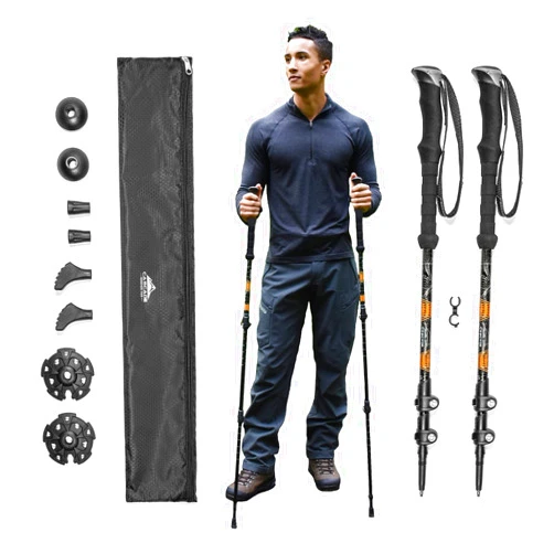 Cascade Mountain Tech Lightweight Aircraft-Grade Aluminum Trekking Poles with Extended Down Grip Plus Tip Kit