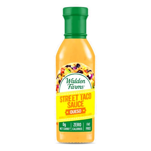 Walden Farms Street Taco Sauce Queso Flavor – Zero Calorie, Sugar Free, Fat Free & Keto Friendly Topping for Tacos, Bowls & Nachos – 12 oz Bottle