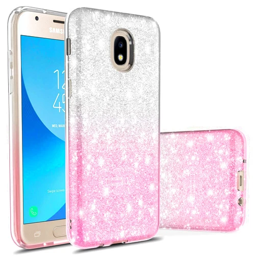 Rosebono Fashion Rosebono Compatible with Samsung Galaxy J3 Achieve/J3 Star/J3 V 2nd Gen./J3 2018/Express Prime 3/Sol 3/Amp Prime 3 2018 Case with Tempered Glass Screen Protector, Glitter Sparkle Case for SM-J337